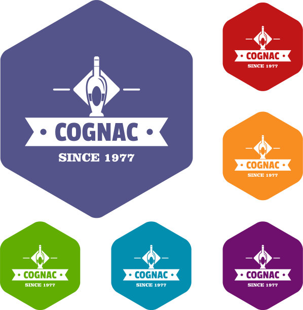 瓶中的干邑图标六面体图片下载