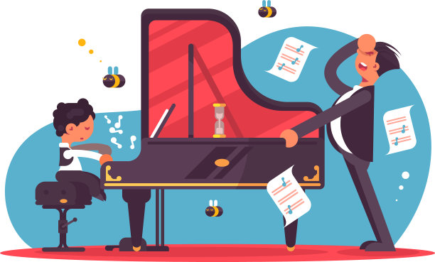 强调钢琴老师教男孩图片下载