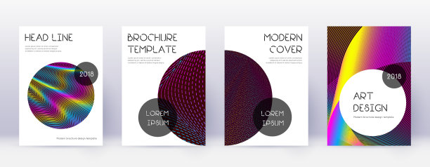 时尚的宣传册设计模板集彩虹abstr图片下载
