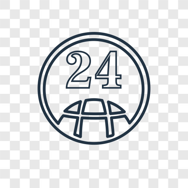 24小时概念线性图标图片下载