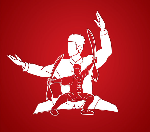 功夫武术与剑姿势图形图片下载