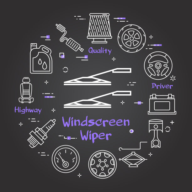 挡风玻璃刮水器的黑色线性横幅图片下载