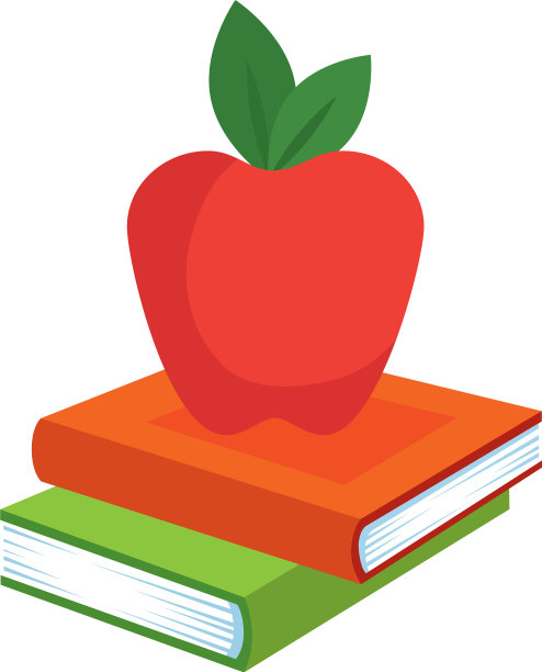 堆课本和苹果图片下载