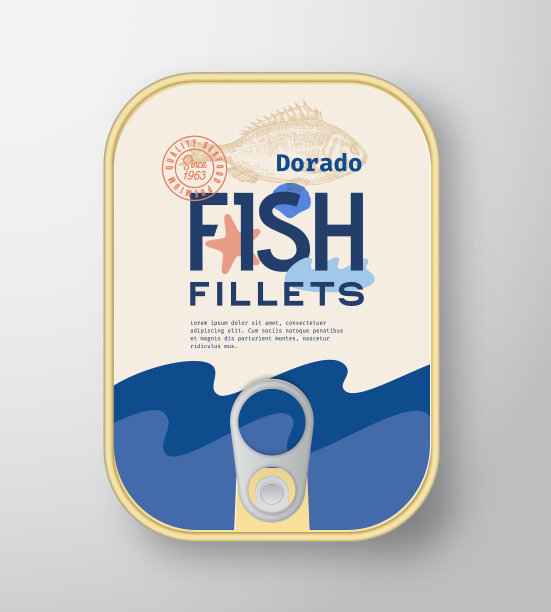 鱼片铝容器与标签盖图片下载