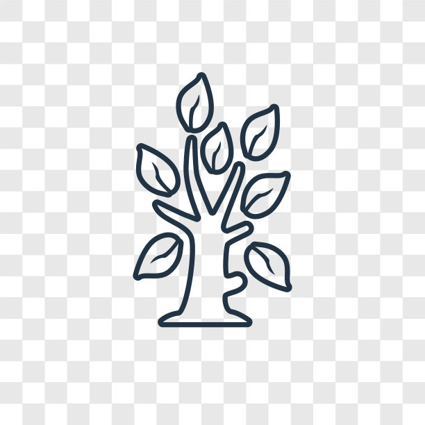 树概念线性图标隔离透明图片下载