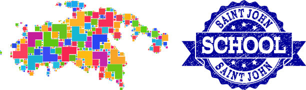 圣约翰岛的马赛克地图图片下载