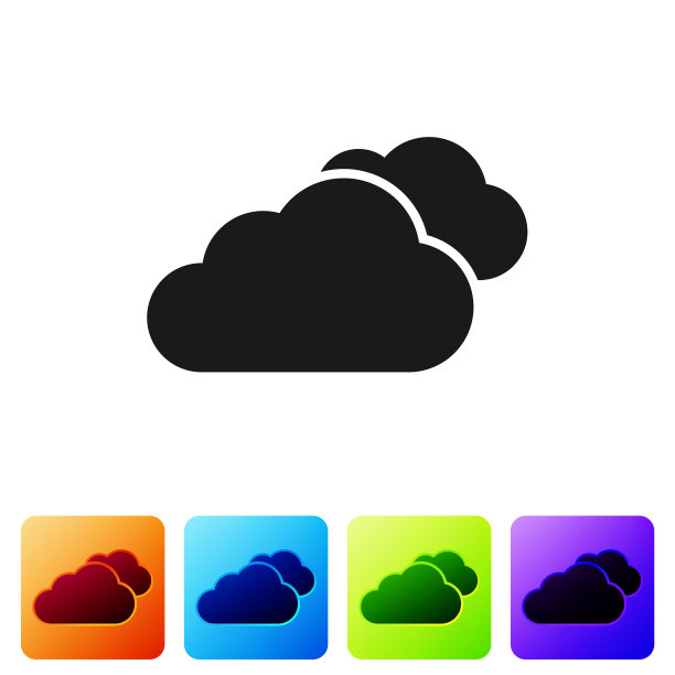 黑云图标孤立在白色背景设置图片下载