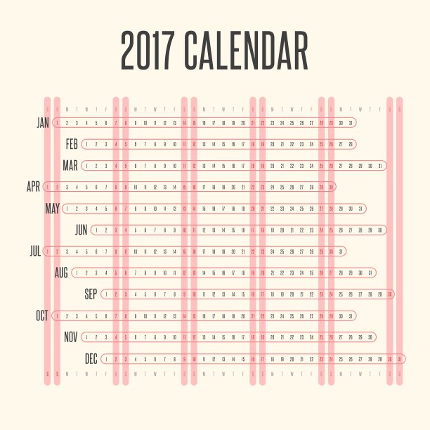 日历2017横向复古设计图片下载