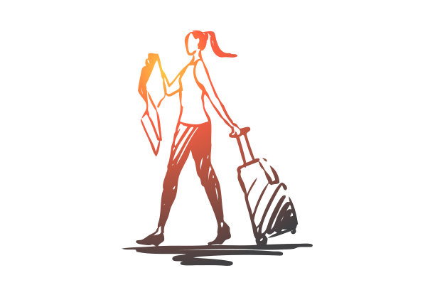 女旅行者行李游客图片下载