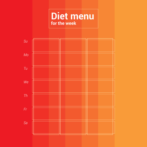 丰富多彩的每周日历膳食计划菜单图片下载