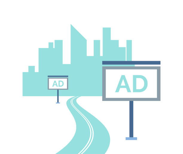 广告与大城市的摩天大楼隔绝图片下载