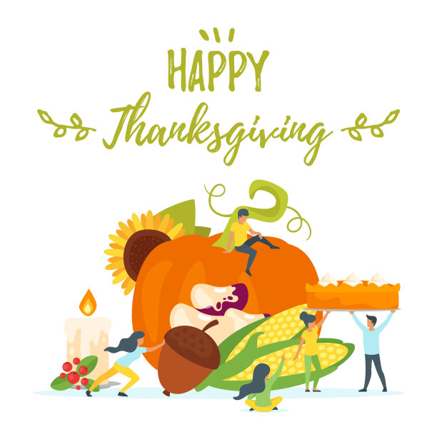 感恩节的象征人物剪影图片下载
