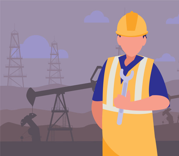 石油工业工人与工具化身的角色图片下载