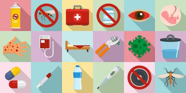 寨卡病毒图标设置为扁平风格图片下载