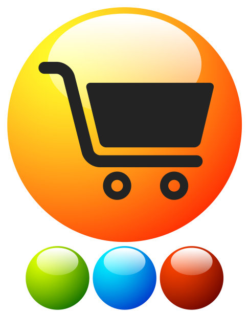 图标与购物车符号电子商务在线图片下载