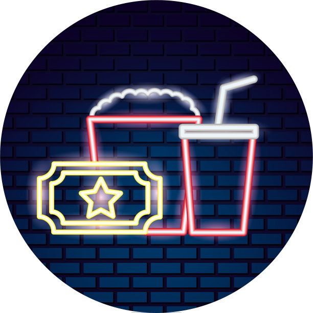 一组电影对象霓虹图片下载