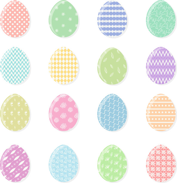 一套温柔的颜色复活节彩蛋与白色装饰图片下载