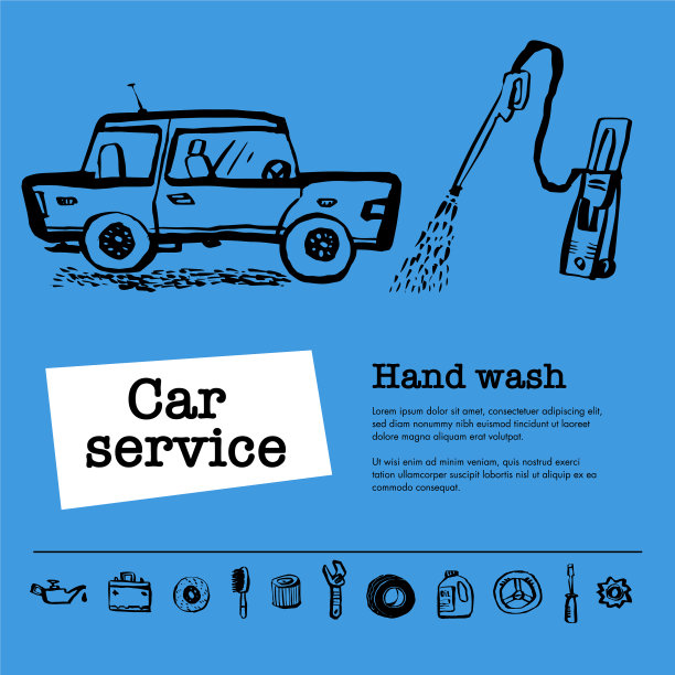 带场景的汽车服务概念网页横幅图片下载