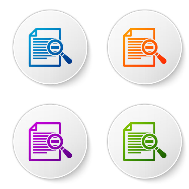 彩色文档与搜索图标隔离在白色图片下载