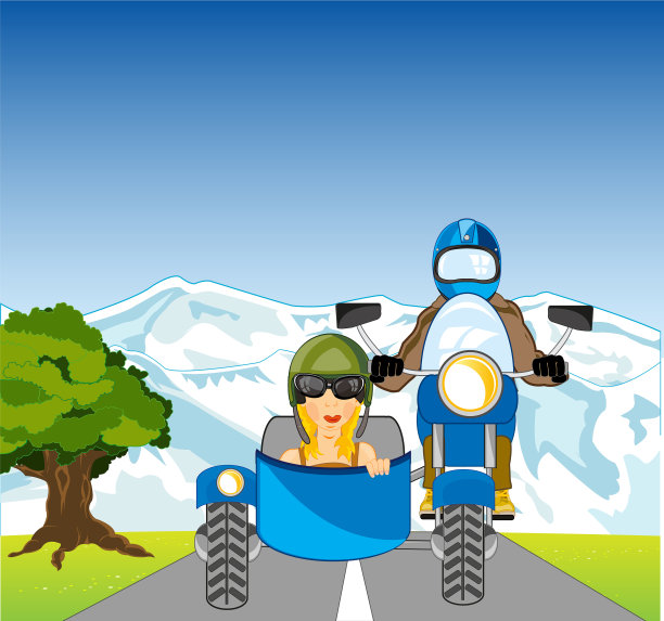 人们骑着摩托车和机车在路上行驶图片下载