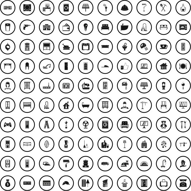 100舒适的房子图标设置在简单的风格图片下载
