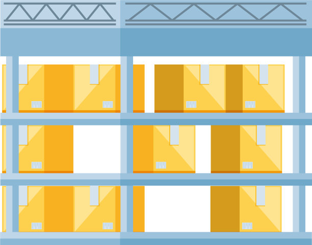 仓库货架与交付箱图片下载