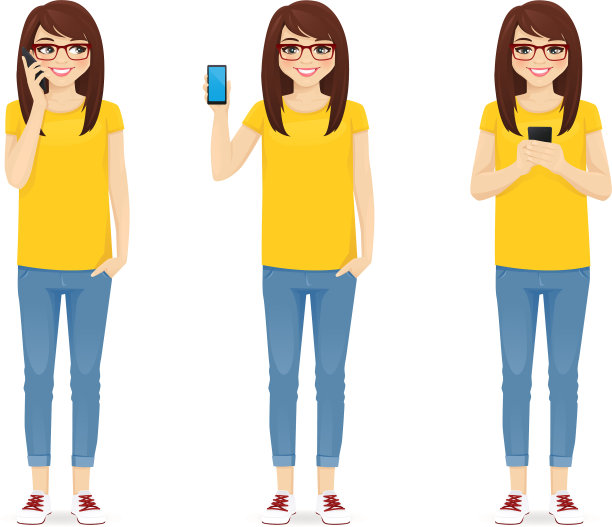 穿着牛仔裤拿着手机的女人图片下载