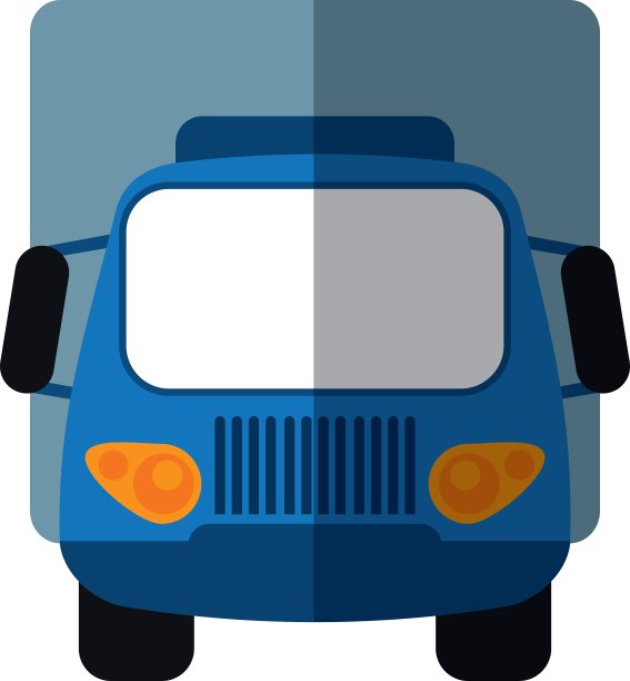 蓝色卡车小货运输阴影图片下载