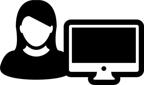 人图标女性用户与电脑显示器图片下载