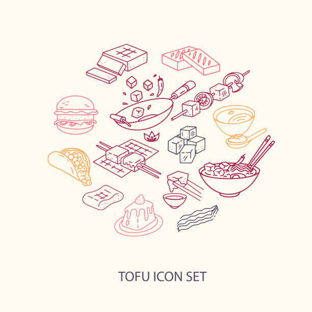 烹饪豆腐菜肴图标构图图片下载