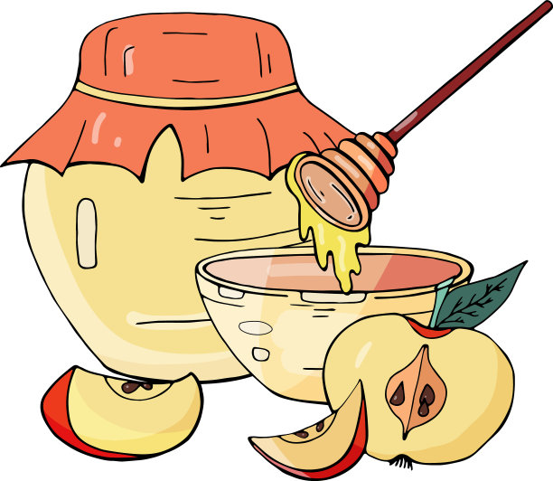 一套手绘元素罐蜂蜜一棍子图片下载