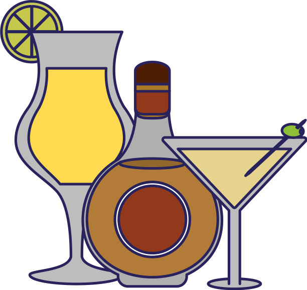 酒吧酒精饮料蓝色线图片下载