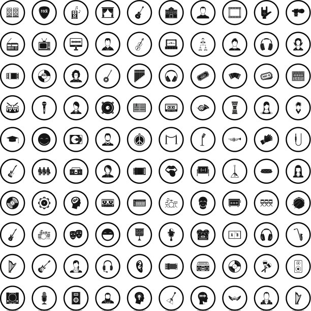 100个观众图标设置简单的风格图片下载