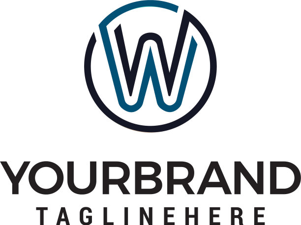 字母w标志圆形符号设计模板图片下载