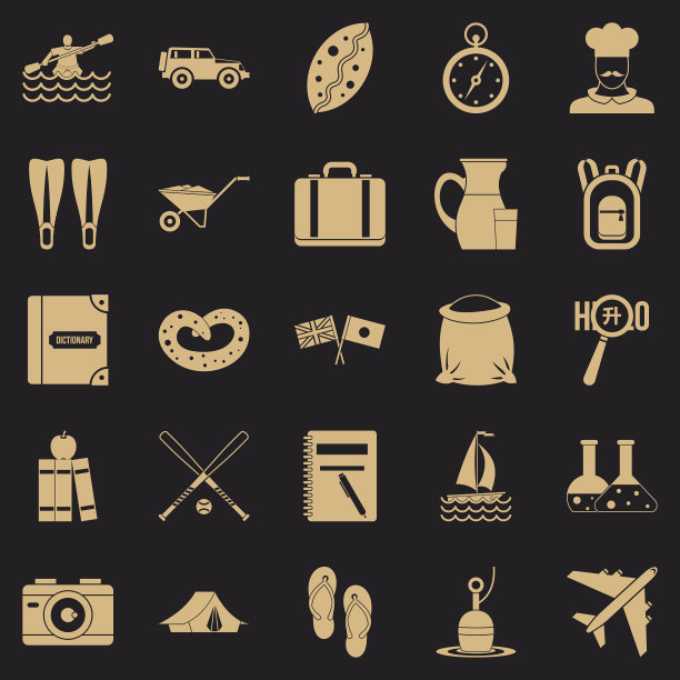 水旅行图标设置简单的风格图片下载