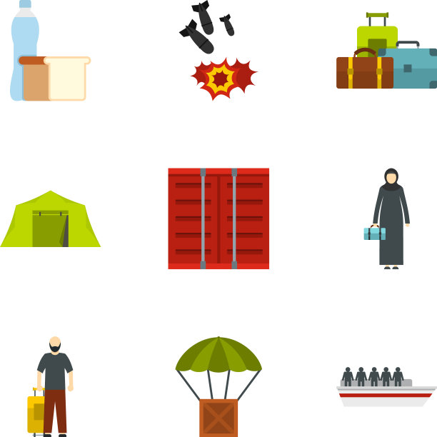 强制移民图标设置了扁平的风格图片下载