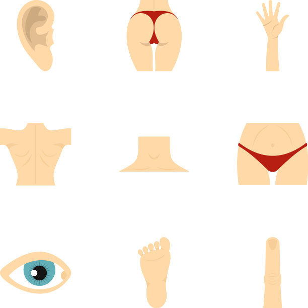 人体部分图标设置平面风格图片下载
