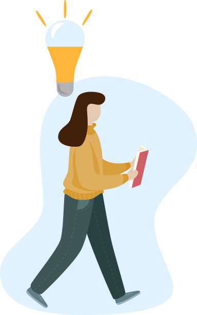 女孩读着书，走着平平的路图片下载