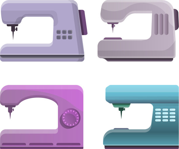 Sew机器图标设置卡通风格图片下载