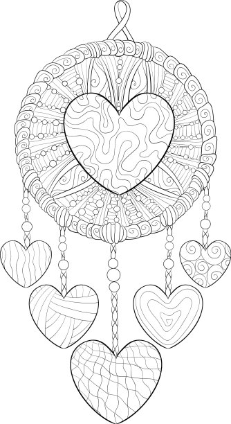 成人涂色书，可爱的捕梦网图片图片下载