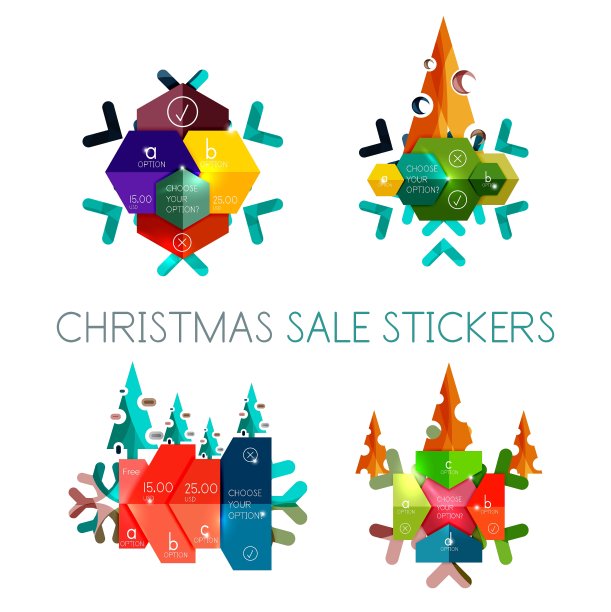 现代圣诞纸贴纸图片下载