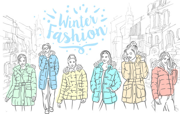 冬季夹克手绘草图图片下载