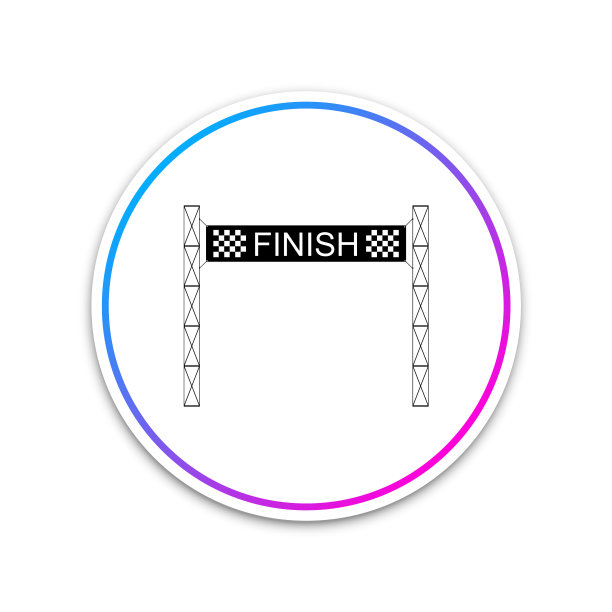 白色背景上的终点线缎带图标图片下载