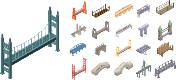桥梁图标设置等距样式图片下载