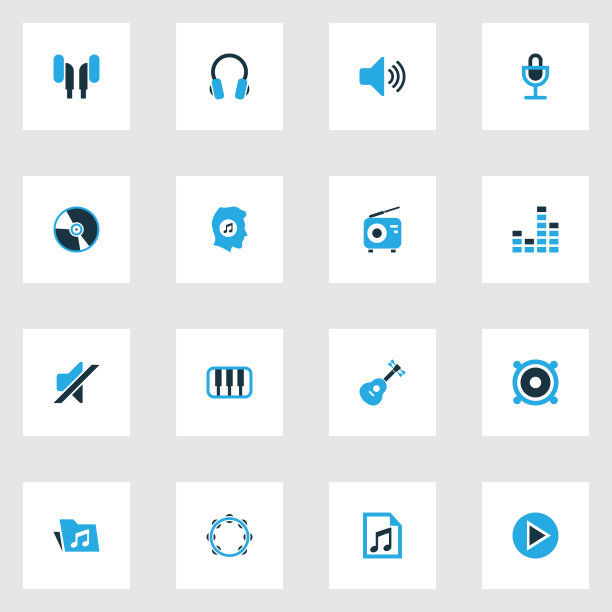 音乐彩色图标集收藏卷图片下载