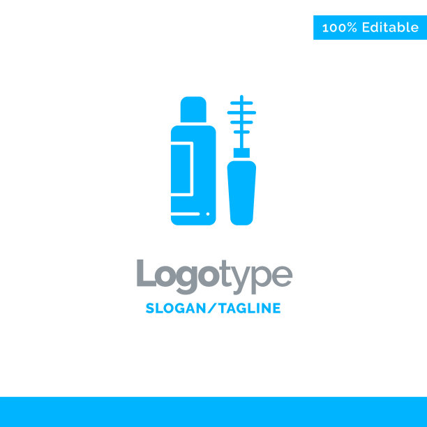 睫毛膏阴影眼瓶蓝色商业标志图片下载