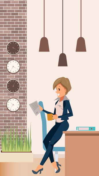 穿着西装的女经理靠在办公室的桌子上图片下载