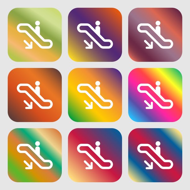 电梯自动扶梯楼梯图标9个按钮图片下载