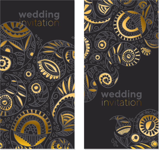 灰色和金色涡纹图案的婚礼图片下载