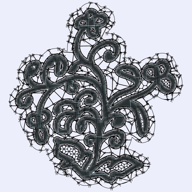 单花边花黑色编织在白色图片下载